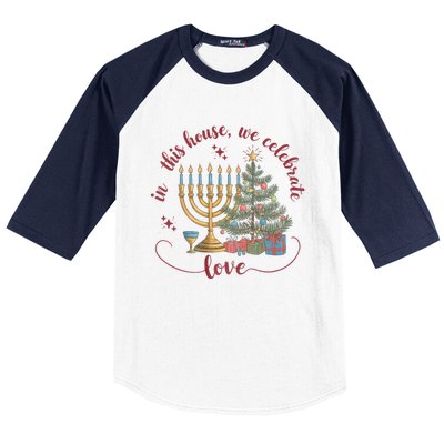 In This House We Celebrate Love Teacher Christmas Baseball Sleeve Shirt