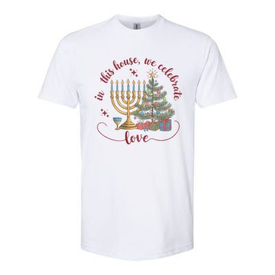 In This House We Celebrate Love Teacher Christmas Softstyle CVC T-Shirt