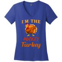 Im The Hockey Turkey Funny Thanksgiving Matching Family Great Gift Women's V-Neck T-Shirt