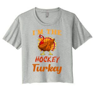 Im The Hockey Turkey Funny Thanksgiving Matching Family Great Gift Women's Crop Top Tee