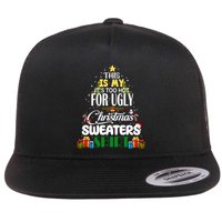 Its Too Hot For Ugly Christmas Sweaters Funny Xmas Pjs Flat Bill Trucker Hat