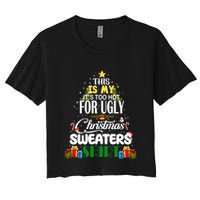 Its Too Hot For Ugly Christmas Sweaters Funny Xmas Pjs Crop Top