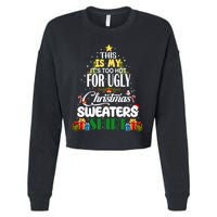 Its Too Hot For Ugly Christmas Sweaters Funny Xmas Pjs Cropped Pullover Crew