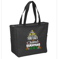 Its Too Hot For Ugly Christmas Sweaters Funny Xmas Pjs Zip Tote Bag