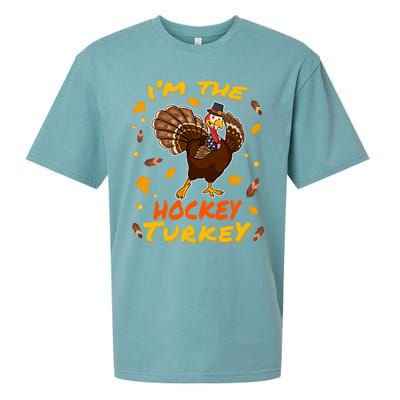 Im The Hockey Turkey Matching Family Thanksgiving Day Party Cool Gift Sueded Cloud Jersey T-Shirt