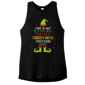 It's Too Hot For Ugly Christmas Funny Xmas  Ladies PosiCharge Tri-Blend Wicking Tank