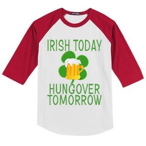 Irish Today, Hungover Tomorrow St Pattys Day Kids Colorblock Raglan Jersey