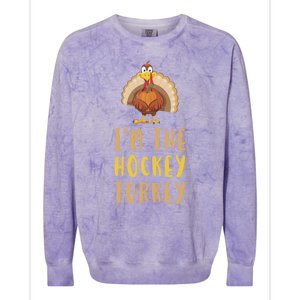 Im The Hockey Turkey Thanksgiving Matching Funny Player Meaningful Gift Colorblast Crewneck Sweatshirt