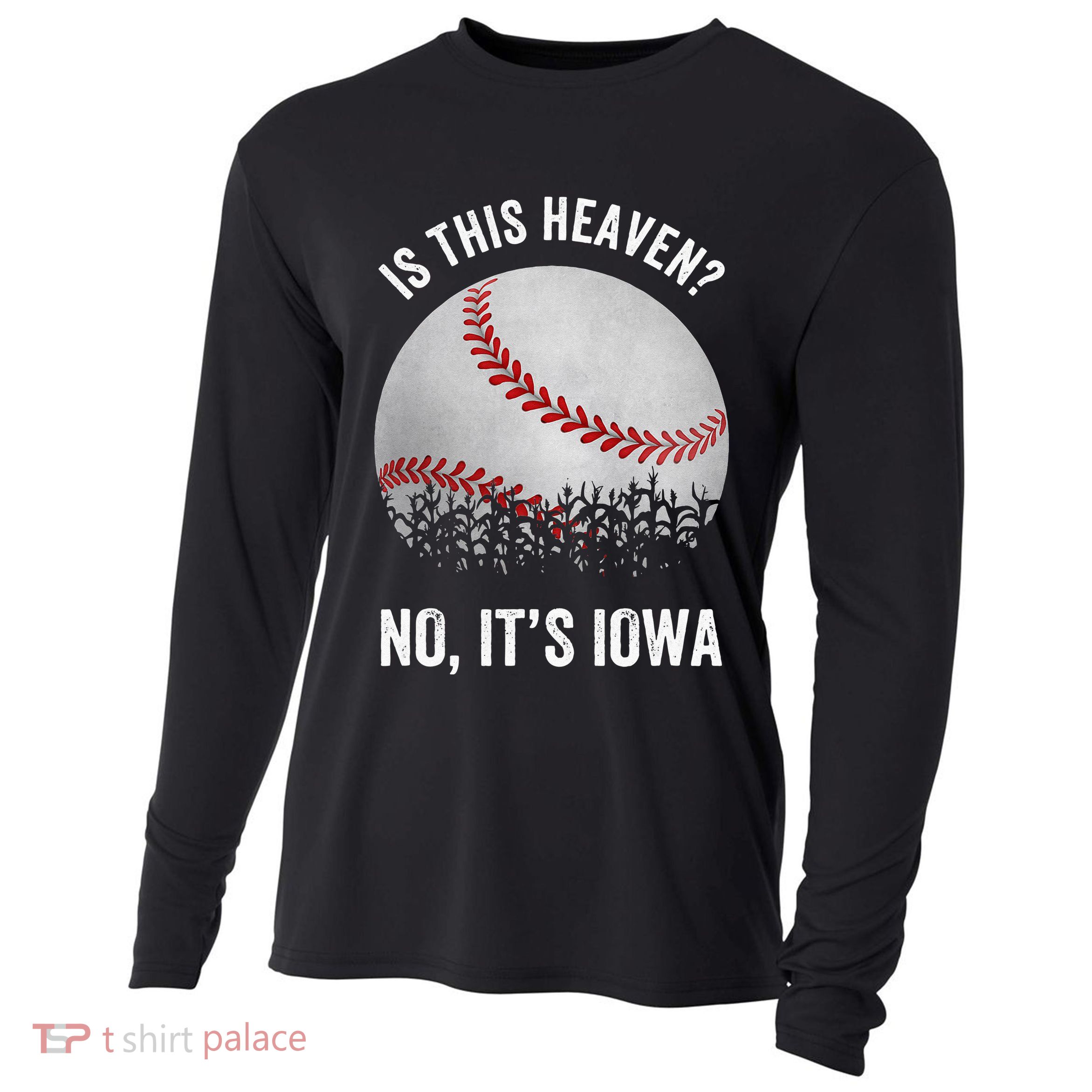 Is This Heaven No Its Iowa Vintage Baseball Corn Fields Cooling Performance Long Sleeve Crew