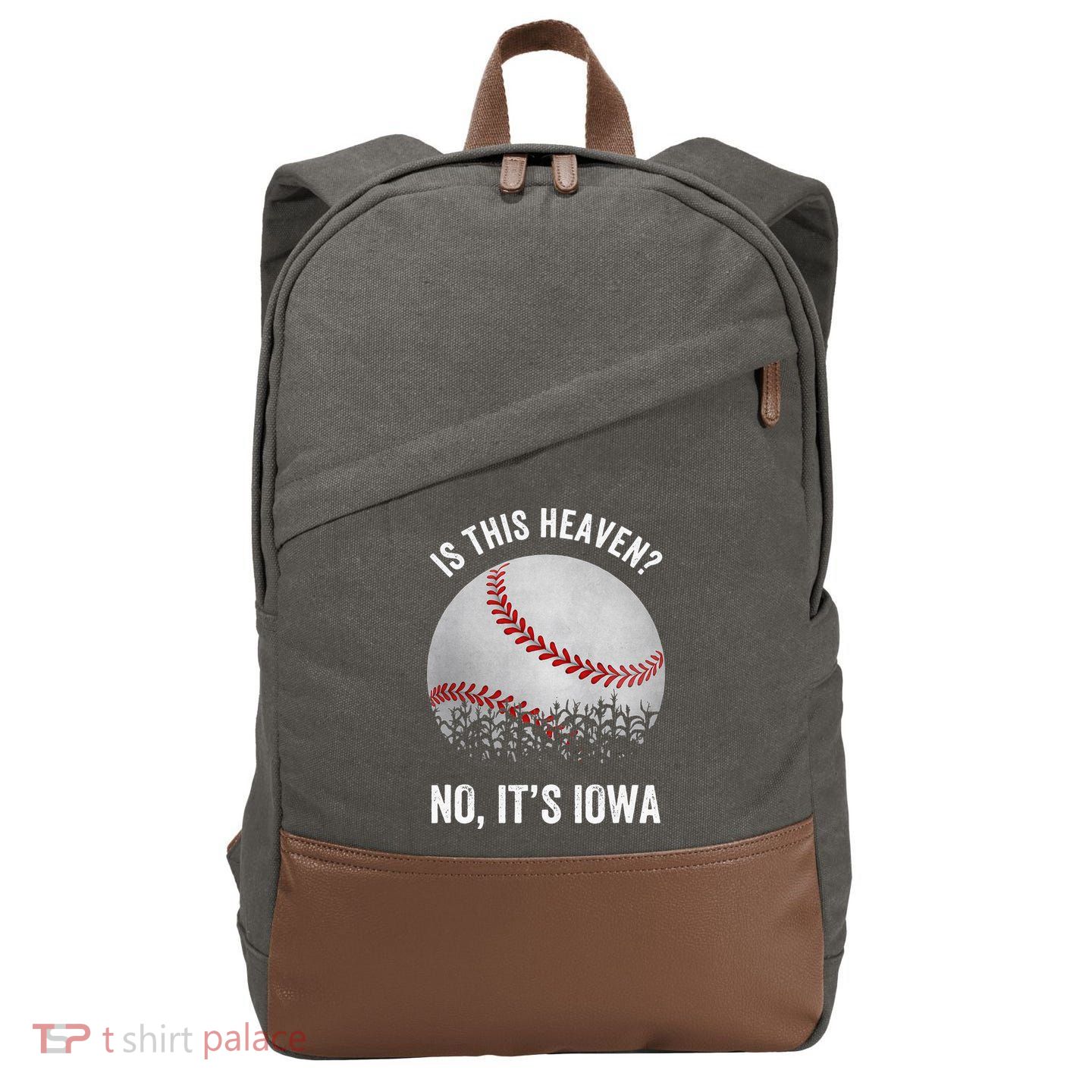 Is This Heaven No Its Iowa Vintage Baseball Corn Fields Cotton Canvas Backpack