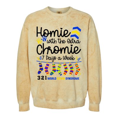 Im The Homie With Extra Chromie 321 Down Syndrome T21 Squad Colorblast Crewneck Sweatshirt