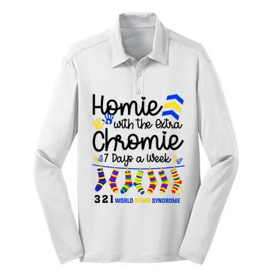 Im The Homie With Extra Chromie 321 Down Syndrome T21 Squad Silk Touch Performance Long Sleeve Polo