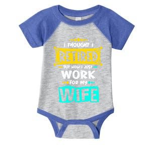 I Thought I Retired But Now I Just Work For My Wife Gift Infant Baby Jersey Bodysuit