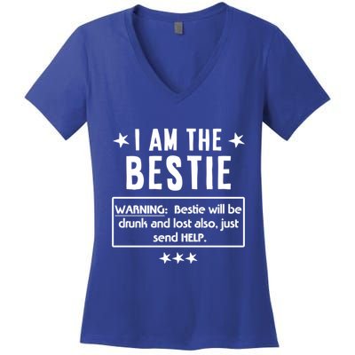 Ing Tee If Lost Or Drunk Return To I Am The Bestie Funny Gift Women's V-Neck T-Shirt