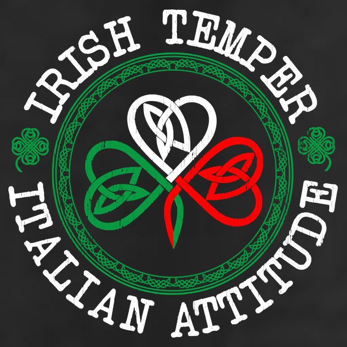 Irish Temper Italian Attitude Shamrock Italy Flag Pattys Day 7 Panel Mesh Trucker Snapback Hat