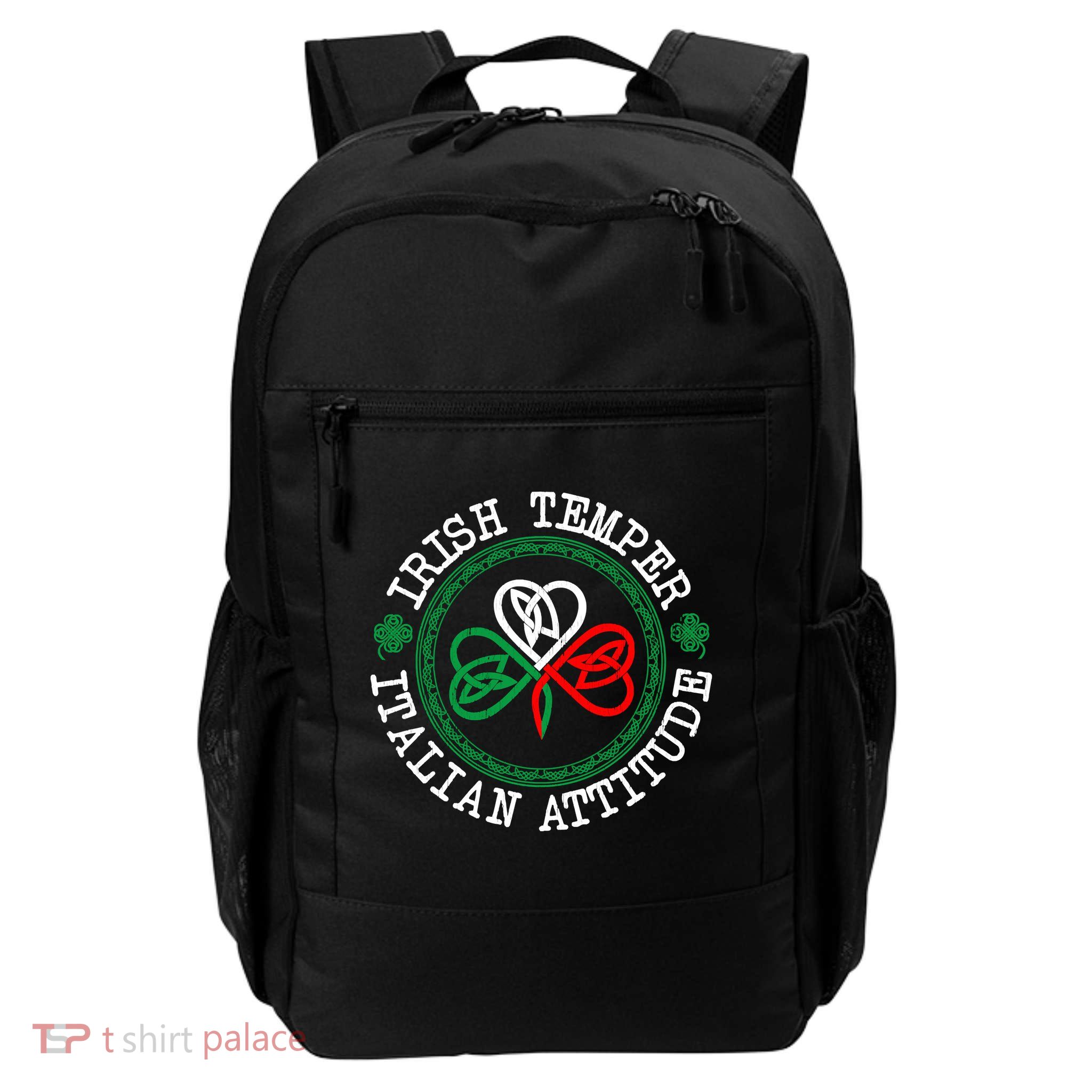 Irish Temper Italian Attitude Shamrock Italy Flag Pattys Day Daily Commute Backpack