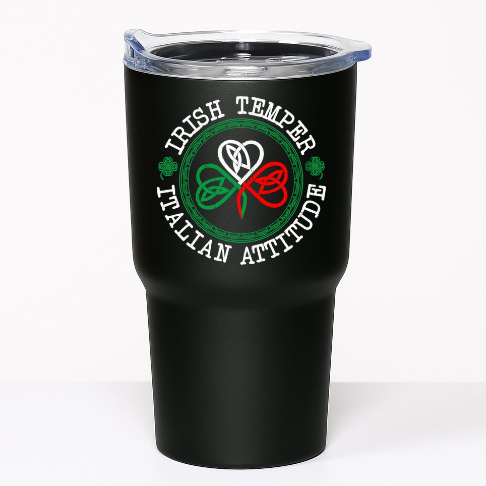 Irish Temper Italian Attitude Shamrock Italy Flag Pattys Day Tumbler