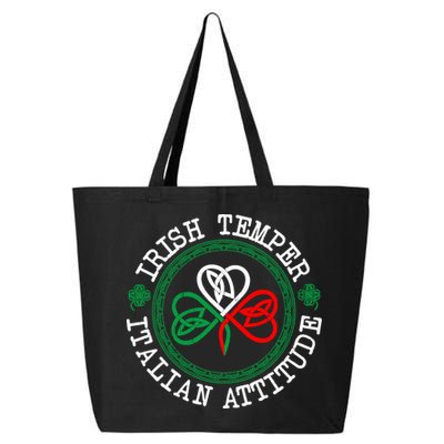 Irish Temper Italian Attitude Shamrock Italy Flag Pattys Day 25L Jumbo Tote