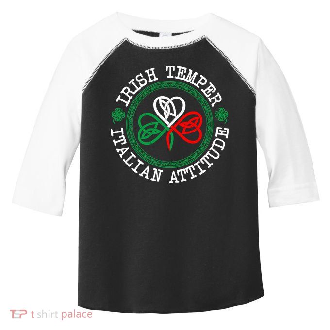Irish Temper Italian Attitude Shamrock Italy Flag Pattys Day Toddler Fine Jersey T-Shirt