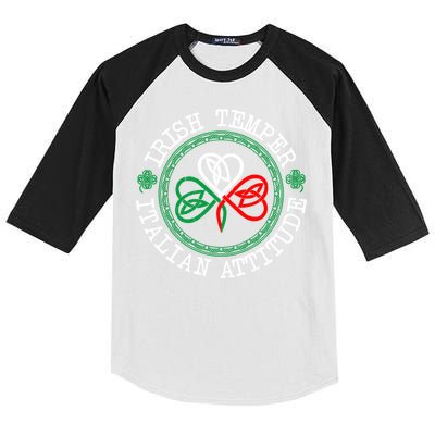 Irish Temper Italian Attitude Shamrock Italy Flag Pattys Day Kids Colorblock Raglan Jersey
