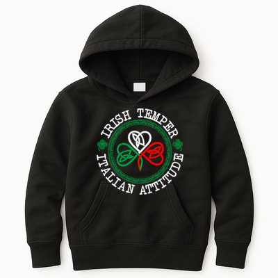 Irish Temper Italian Attitude Shamrock Italy Flag Pattys Day Kids Hoodie