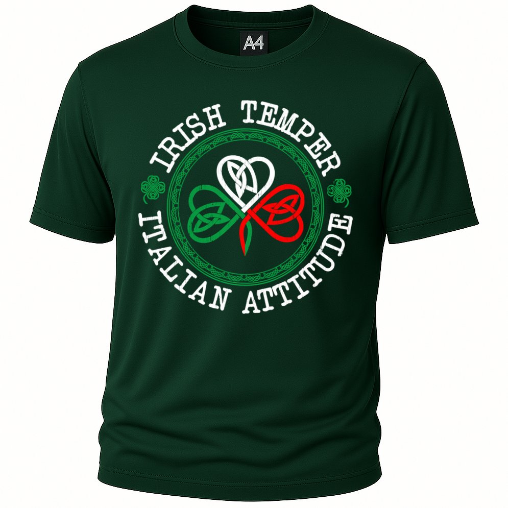 Irish Temper Italian Attitude Shamrock Italy Flag Pattys Day Cooling Performance Crew T-Shirt