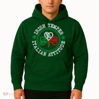 Irish Temper Italian Attitude Shamrock Italy Flag Pattys Day Hoodie