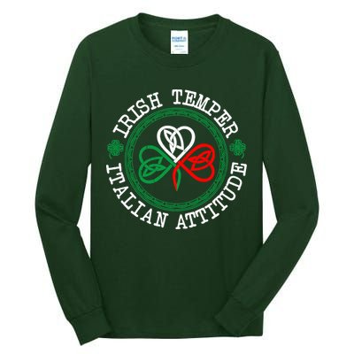 Irish Temper Italian Attitude Shamrock Italy Flag Pattys Day Tall Long Sleeve T-Shirt