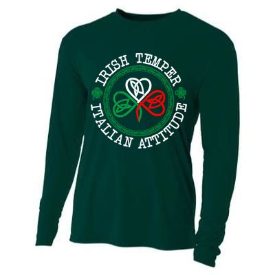 Irish Temper Italian Attitude Shamrock Italy Flag Pattys Day Cooling Performance Long Sleeve Crew
