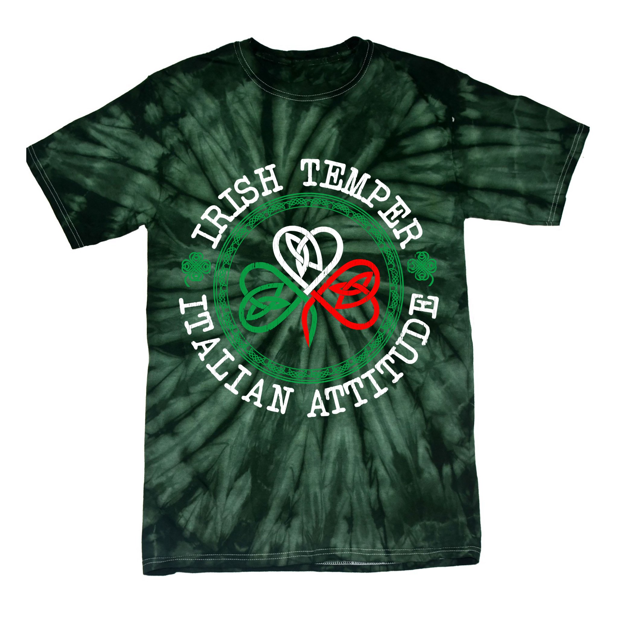 Irish Temper Italian Attitude Shamrock Italy Flag Pattys Day Tie-Dye T-Shirt
