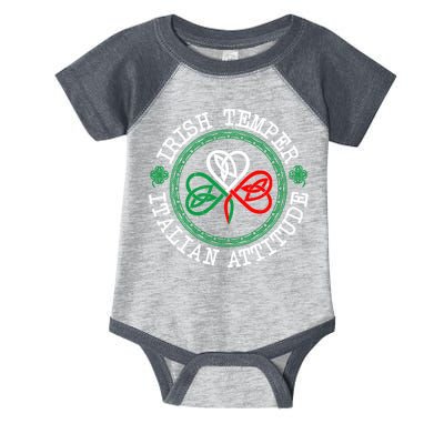 Irish Temper Italian Attitude Shamrock Italy Flag Pattys Day Infant Baby Jersey Bodysuit