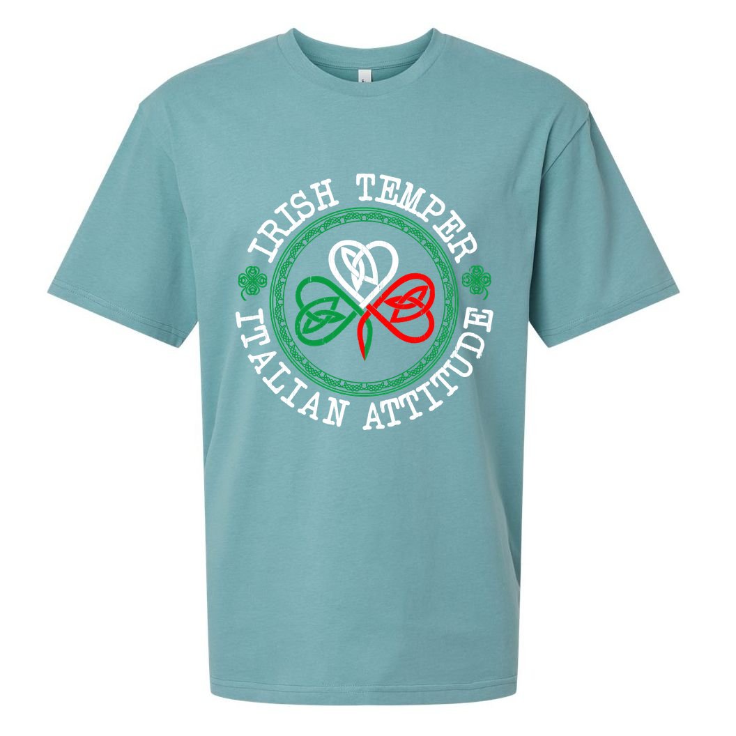 Irish Temper Italian Attitude Shamrock Italy Flag Pattys Day Sueded Cloud Jersey T-Shirt