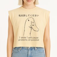 I Think I Will Cause Problems On Purpose Funny Goose Garment-Dyed Women's Muscle Tee
