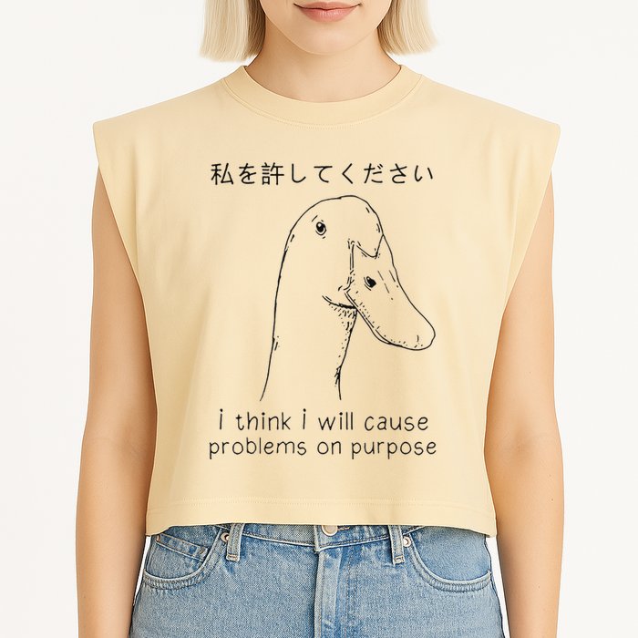 I Think I Will Cause Problems On Purpose Funny Goose Garment-Dyed Women's Muscle Tee