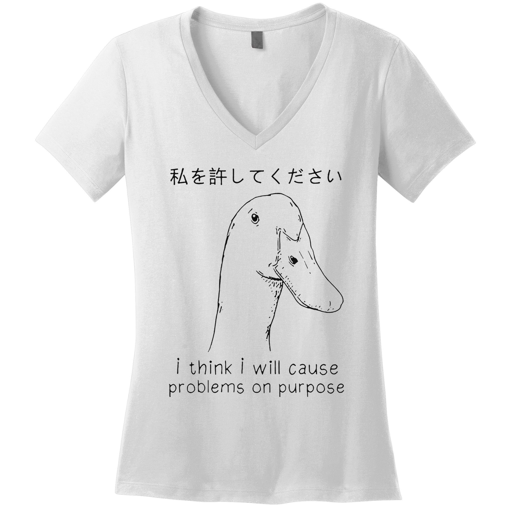 I Think I Will Cause Problems On Purpose Funny Goose Women's V-Neck T-Shirt
