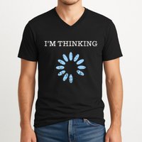 Im Thinking It Nerd Geeks Programmers V-Neck T-Shirt