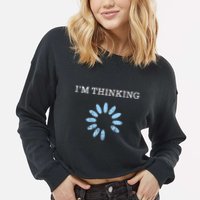 Im Thinking It Nerd Geeks Programmers Cropped Pullover Crew