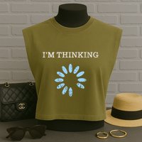 Im Thinking It Nerd Geeks Programmers Garment-Dyed Women's Muscle Tee