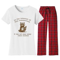 In The Insterest Of Full Transparency Funny Retro 90 Raccoon Women's Flannel Pajama Set