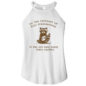 In The Insterest Of Full Transparency Funny Retro 90 Raccoon Women's Perfect Tri Rocker Tank