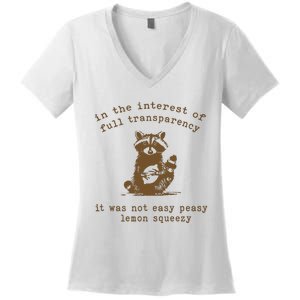 In The Insterest Of Full Transparency Funny Retro 90 Raccoon Women's V-Neck T-Shirt