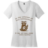 In The Insterest Of Full Transparency Funny Retro 90 Raccoon Women's V-Neck T-Shirt