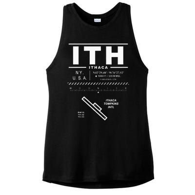 Ithaca Tompkins International Airport New York Ith Ladies PosiCharge Tri-Blend Wicking Tank