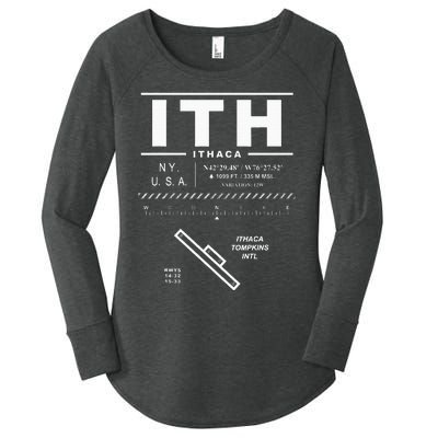 Ithaca Tompkins International Airport New York Ith Women's Perfect Tri Tunic Long Sleeve Shirt