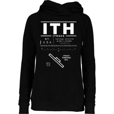 Ithaca Tompkins International Airport New York Ith Womens Funnel Neck Pullover Hood