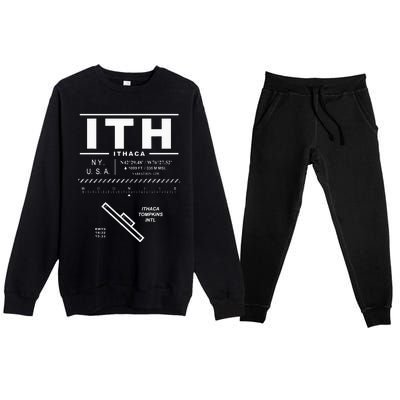 Ithaca Tompkins International Airport New York Ith Premium Crewneck Sweatsuit Set