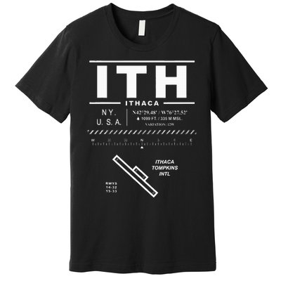 Ithaca Tompkins International Airport New York Ith Premium T-Shirt