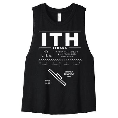 Ithaca Tompkins International Airport New York Ith Women's Racerback Cropped Tank