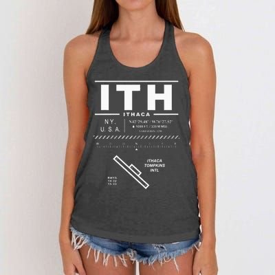 Ithaca Tompkins International Airport New York Ith Women's Knotted Racerback Tank