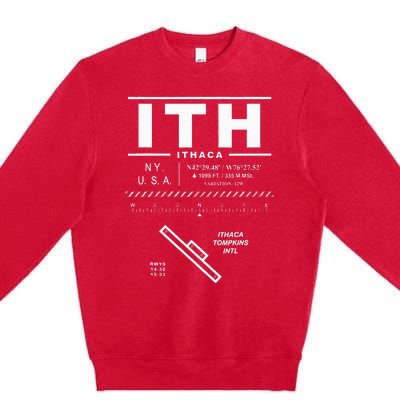 Ithaca Tompkins International Airport New York Ith Premium Crewneck Sweatshirt